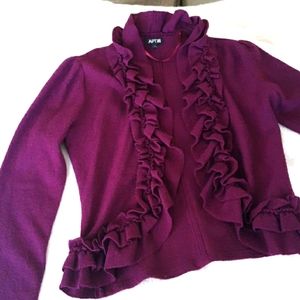 Apt. 9 Purple Ruffle Collar Cardigan Sweater